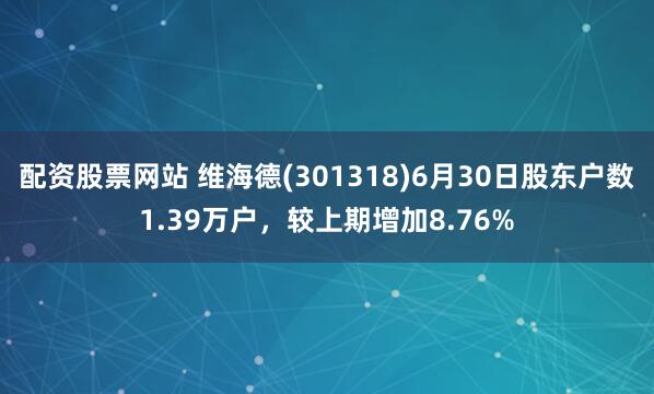 配资股票网站 维海德(301318)6月30日股东户数1.39万户，较上期增加8.76%